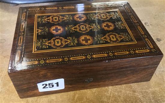 Tunbridge Ware rosewood geometric mosaic box, probably Thomas Barton